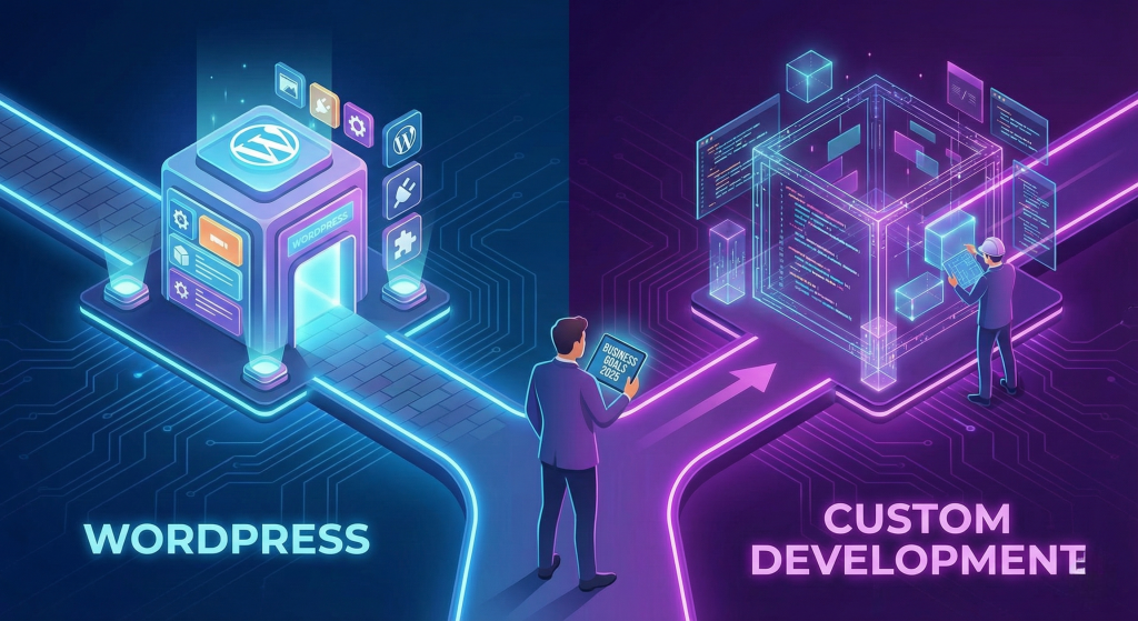 custom web developemet vs wordprss