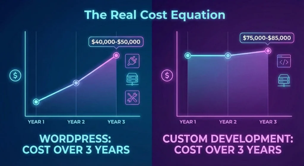 wp vs custom code cost graph